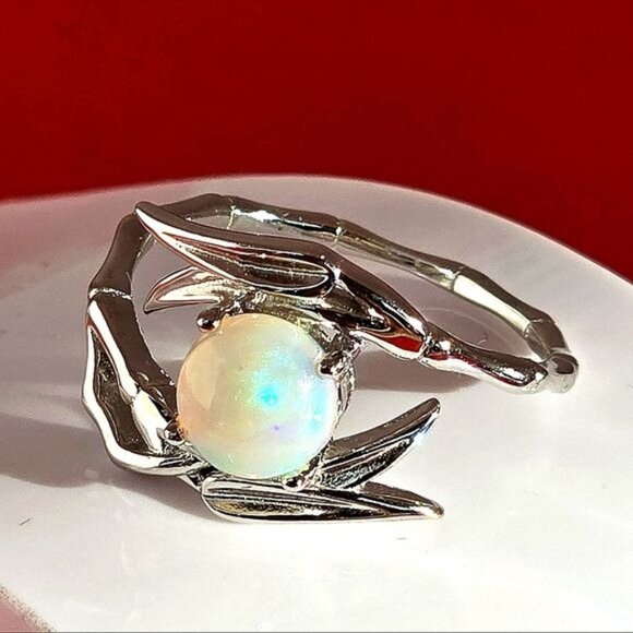 925 Sterling Silver Ring with Natural Multicolor Opal Gemstone - Picture 6 of 13